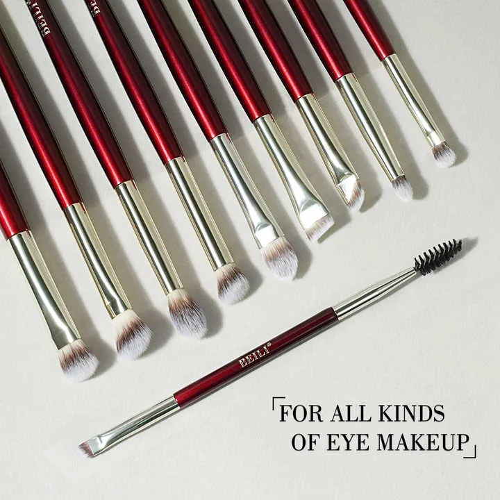 فرش مكياج فاخرة بمقبض خشبي أحمر  Luxury Makeup Brushes with Red Wooden