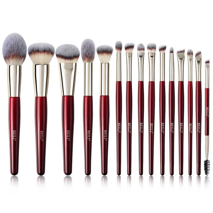 فرش مكياج فاخرة بمقبض خشبي أحمر  Luxury Makeup Brushes with Red Wooden