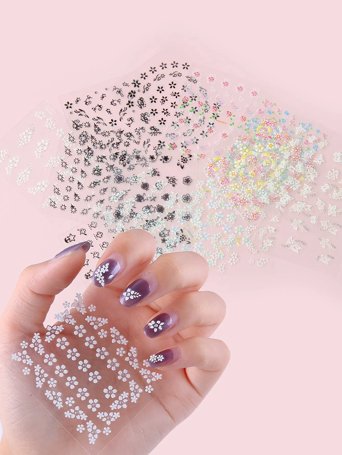 15sheets Floral Pattern Nail Art Sticker