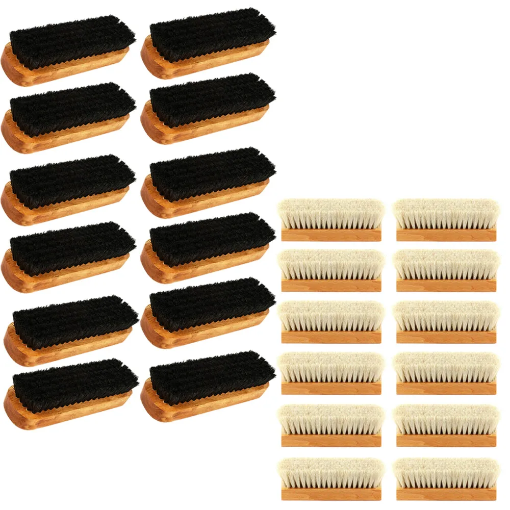 24 Lot Wood Brush Shoe Shine Polish Applicator Buffing Clean Wax Boot Purse Care