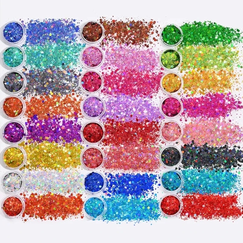 24pcs Laser Holographic Chunky Nail Glitters