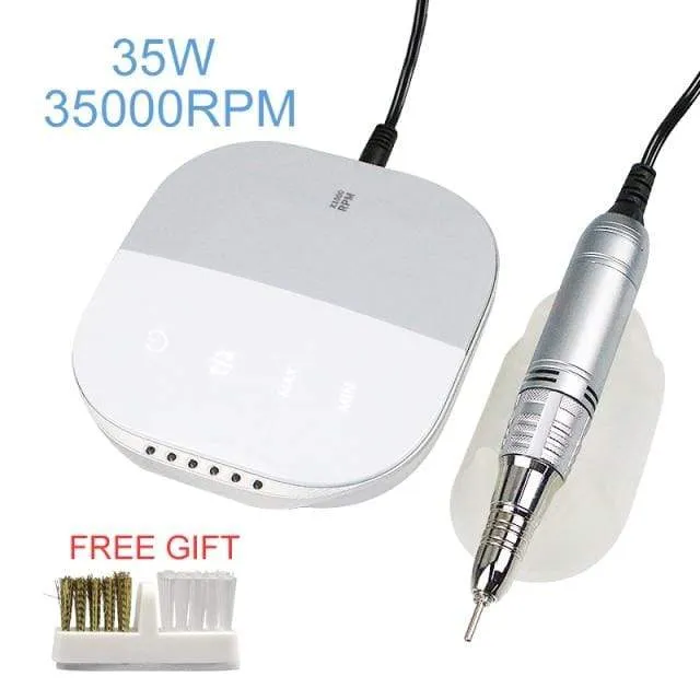 35000RPM Nail Art Drill Gel Electric Nail Drill 35W Nail Polisher with Set Nail Drill Bits Manicure Machie Nail Salon Tools