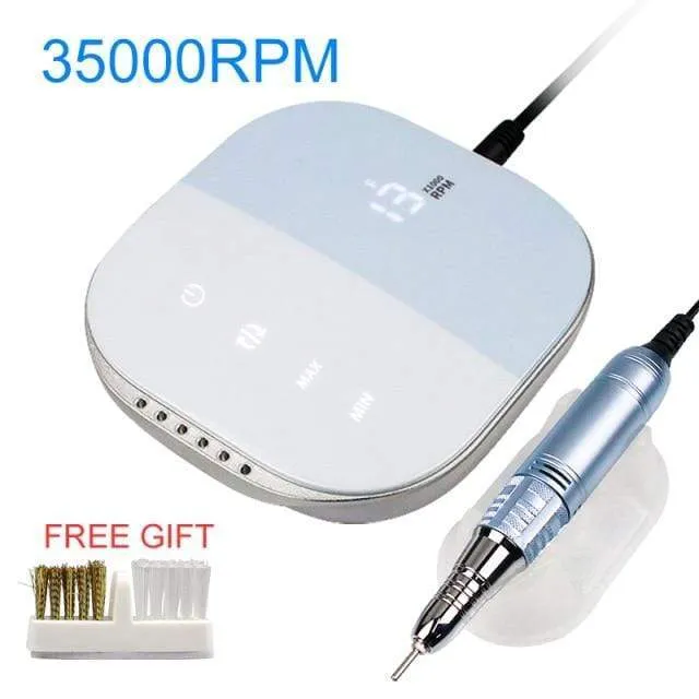 35000RPM Nail Art Drill Gel Electric Nail Drill 35W Nail Polisher with Set Nail Drill Bits Manicure Machie Nail Salon Tools