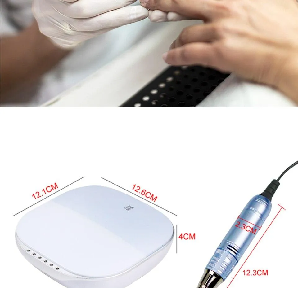 35000RPM Nail Art Drill Gel Electric Nail Drill 35W Nail Polisher with Set Nail Drill Bits Manicure Machie Nail Salon Tools