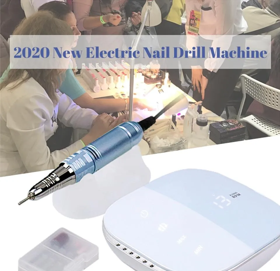 35000RPM Nail Art Drill Gel Electric Nail Drill 35W Nail Polisher with Set Nail Drill Bits Manicure Machie Nail Salon Tools