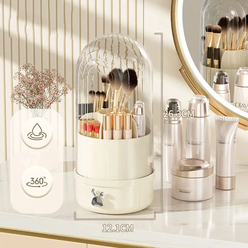 360 Rotating Makeup Brush Holder with Drawer