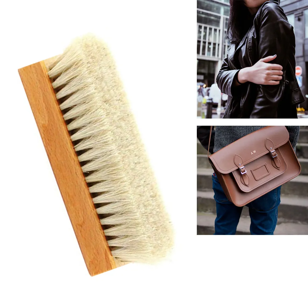 4X Wood Brush Shoe Shine Polish Applicator Buffing Boot Purse Care Clean Wax New