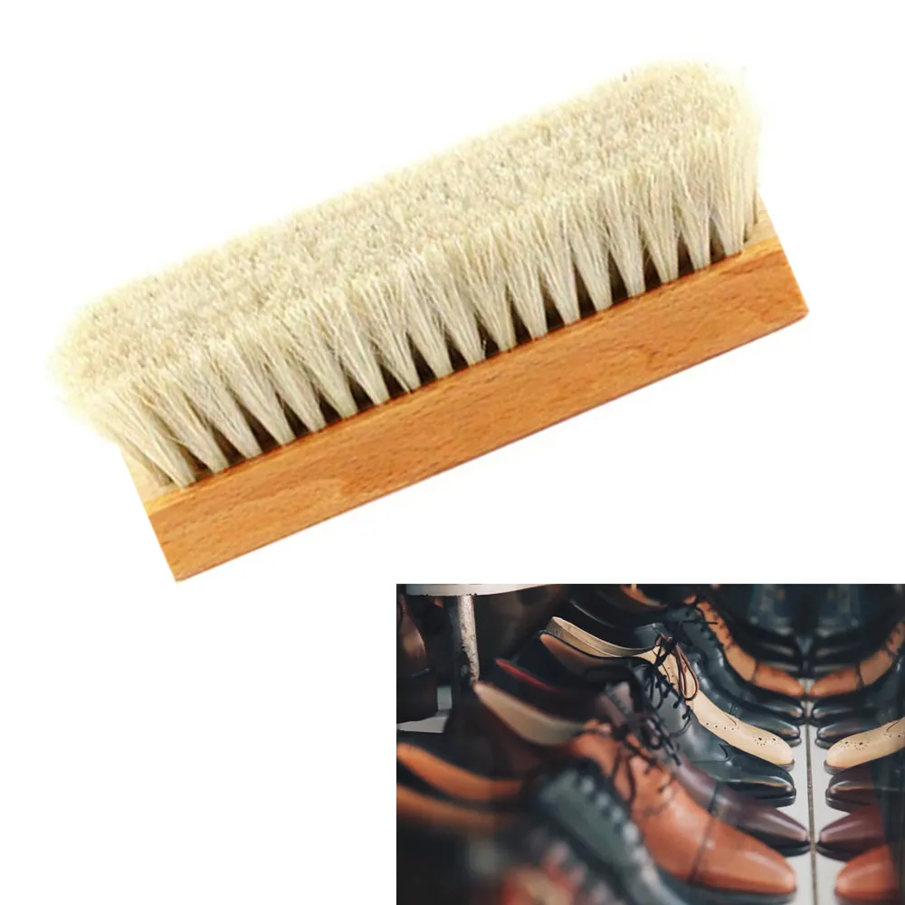 4X Wood Brush Shoe Shine Polish Applicator Buffing Boot Purse Care Clean Wax New