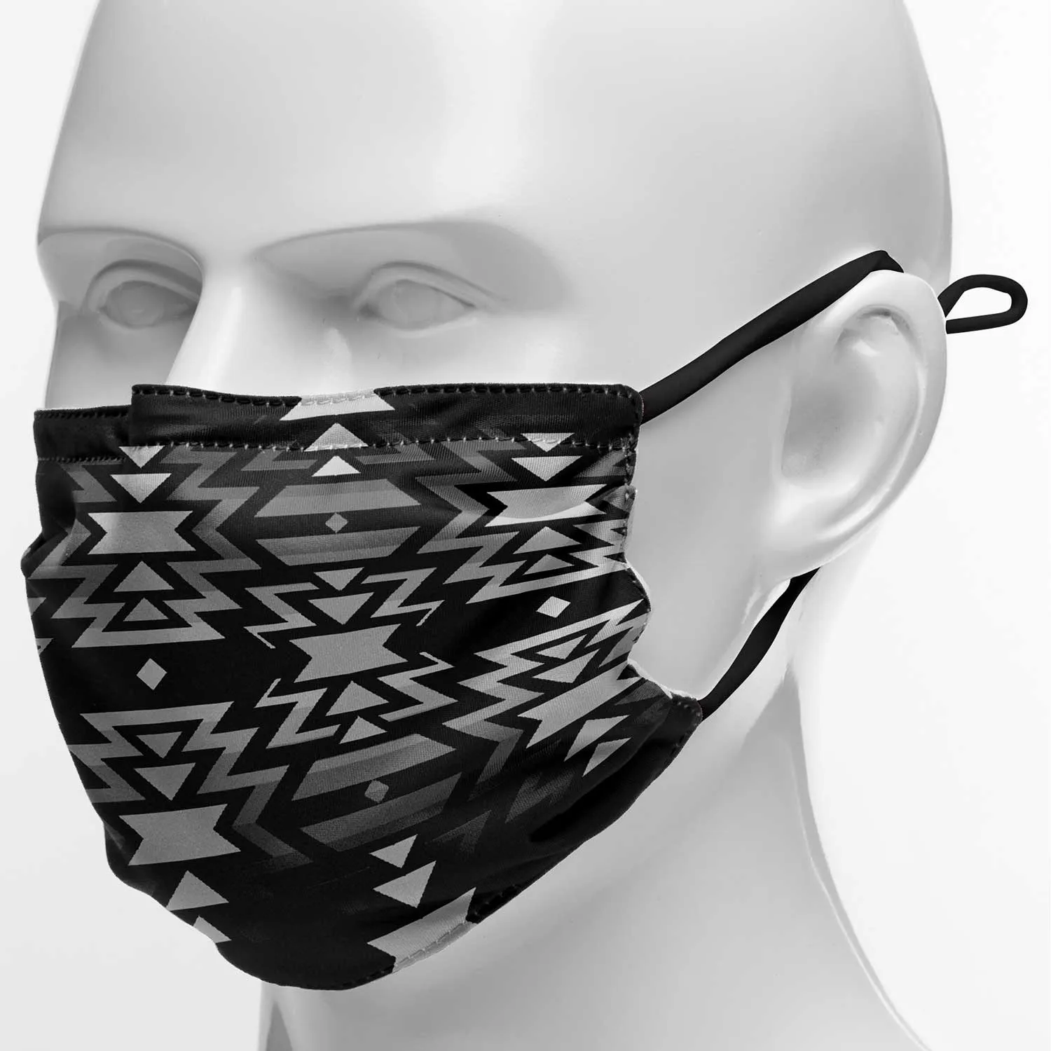 Black Fire Black and White Face Cover