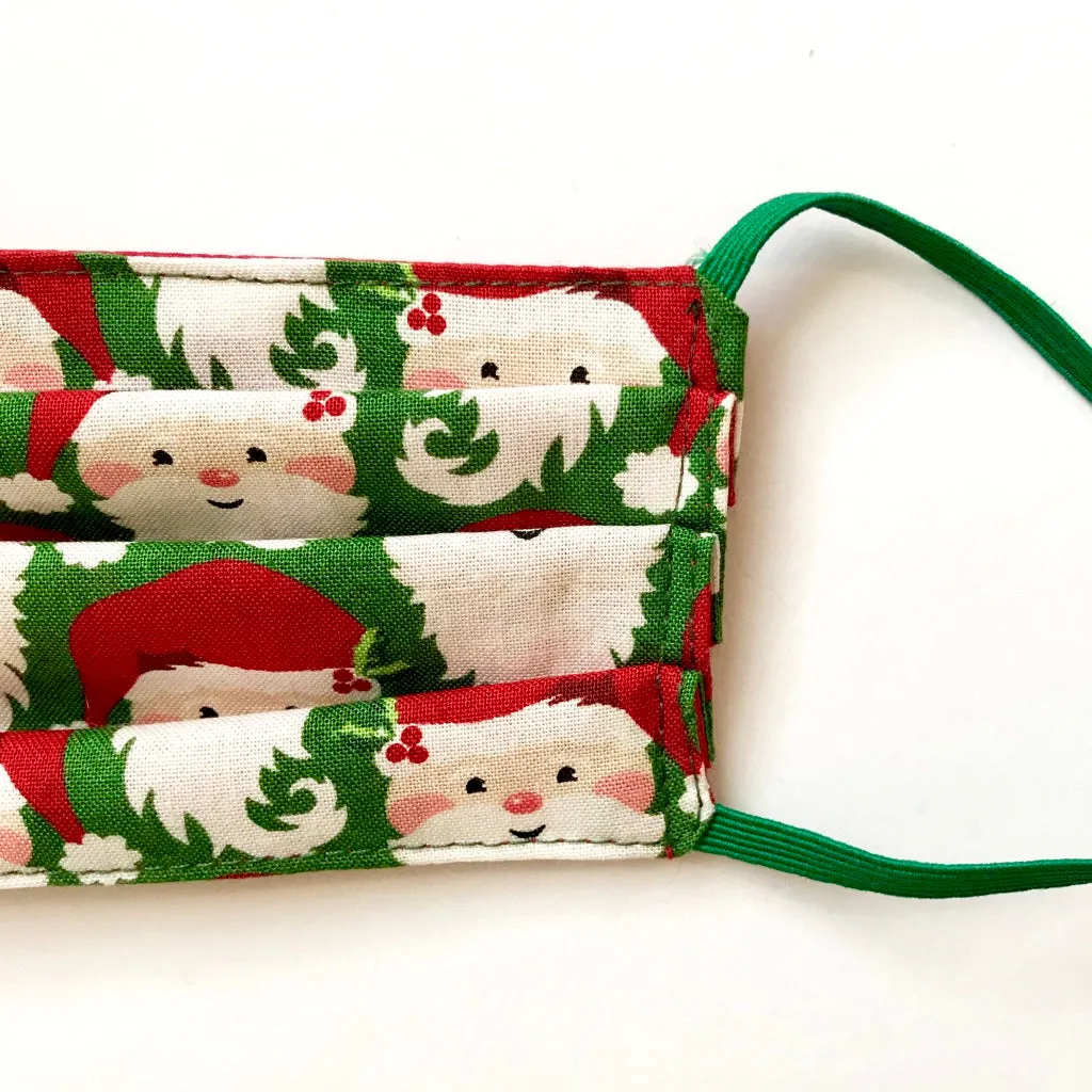 Father Christmas Fun Washable Fabric Face Mask - Green