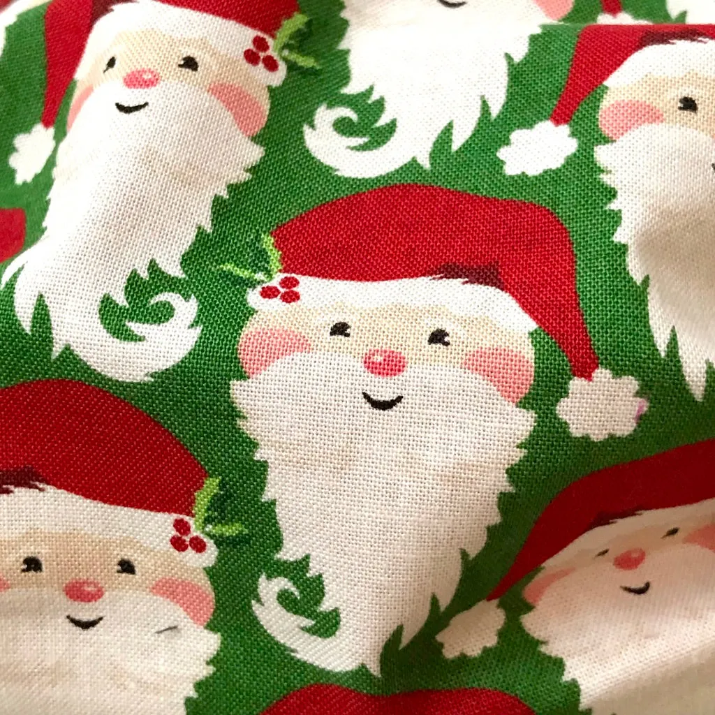 Father Christmas Fun Washable Fabric Face Mask - Green