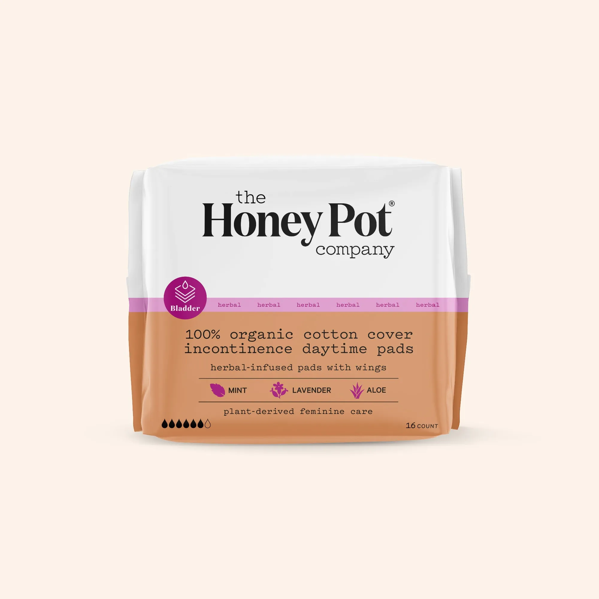 Organic Cotton Cover Herbal Incontinence Daytime Pads with Wings