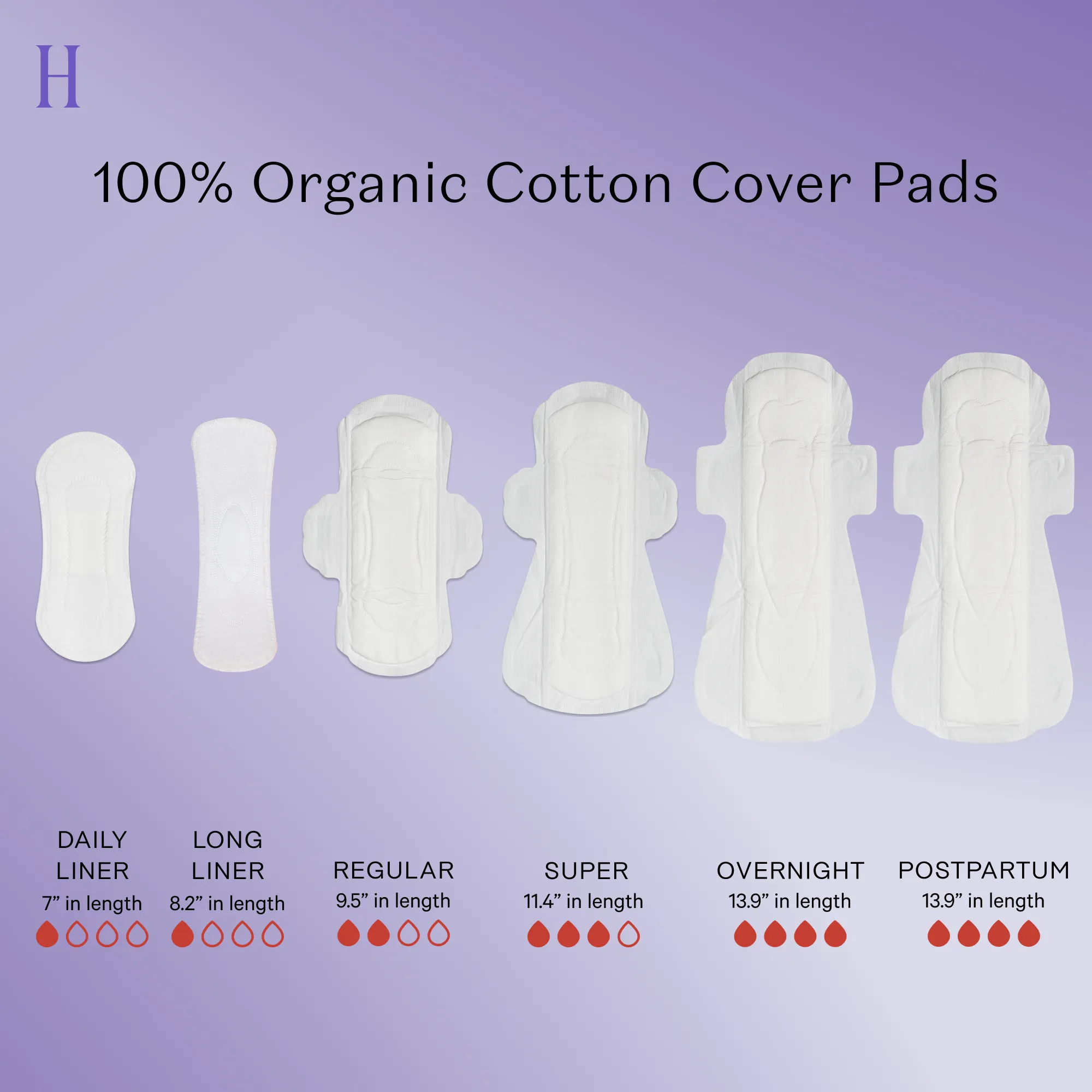 Organic Cotton Cover Non-Herbal Overnight Pads with Wings
