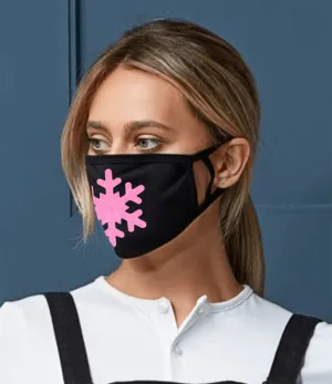 Pink Blue Purple Orange Glitter Snowflake Cotton Face Mask - Pack of 4